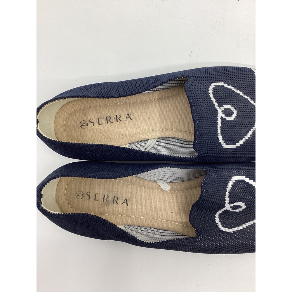 Serra Navy Blue Knit Heart Graphic Slip On Loafers Flats Womens Size 8 - Picture 4 of 7